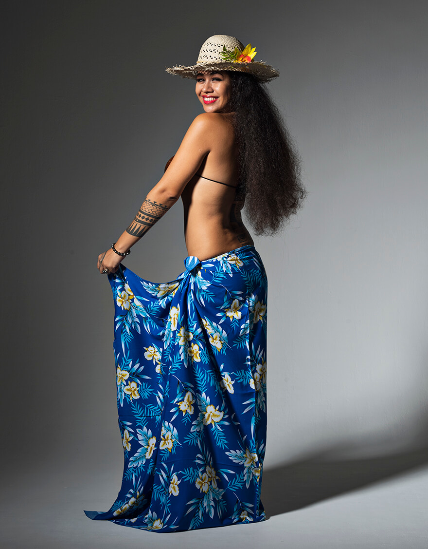 【デザインロング,パレオ】デザインロング（シンビジウム）ブルー