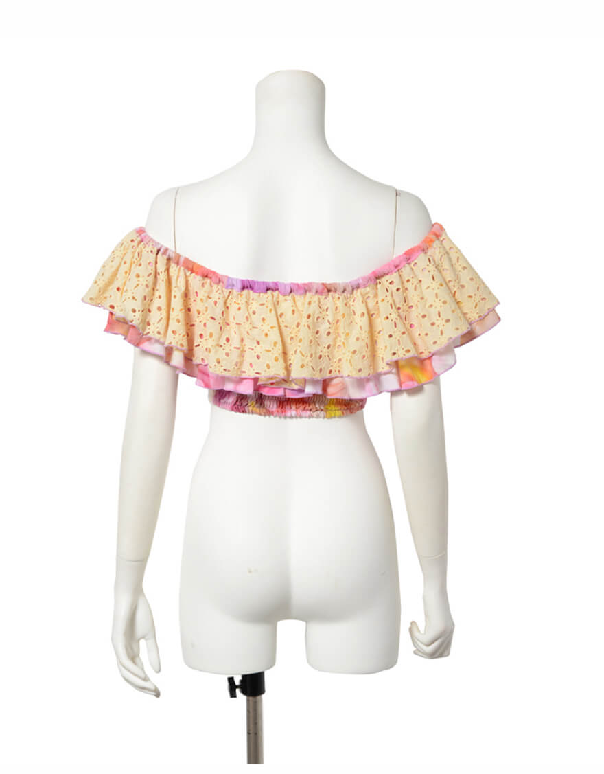 【ショート丈トップス,トップス】ショート丈コットンレーストップス（パラダイス）