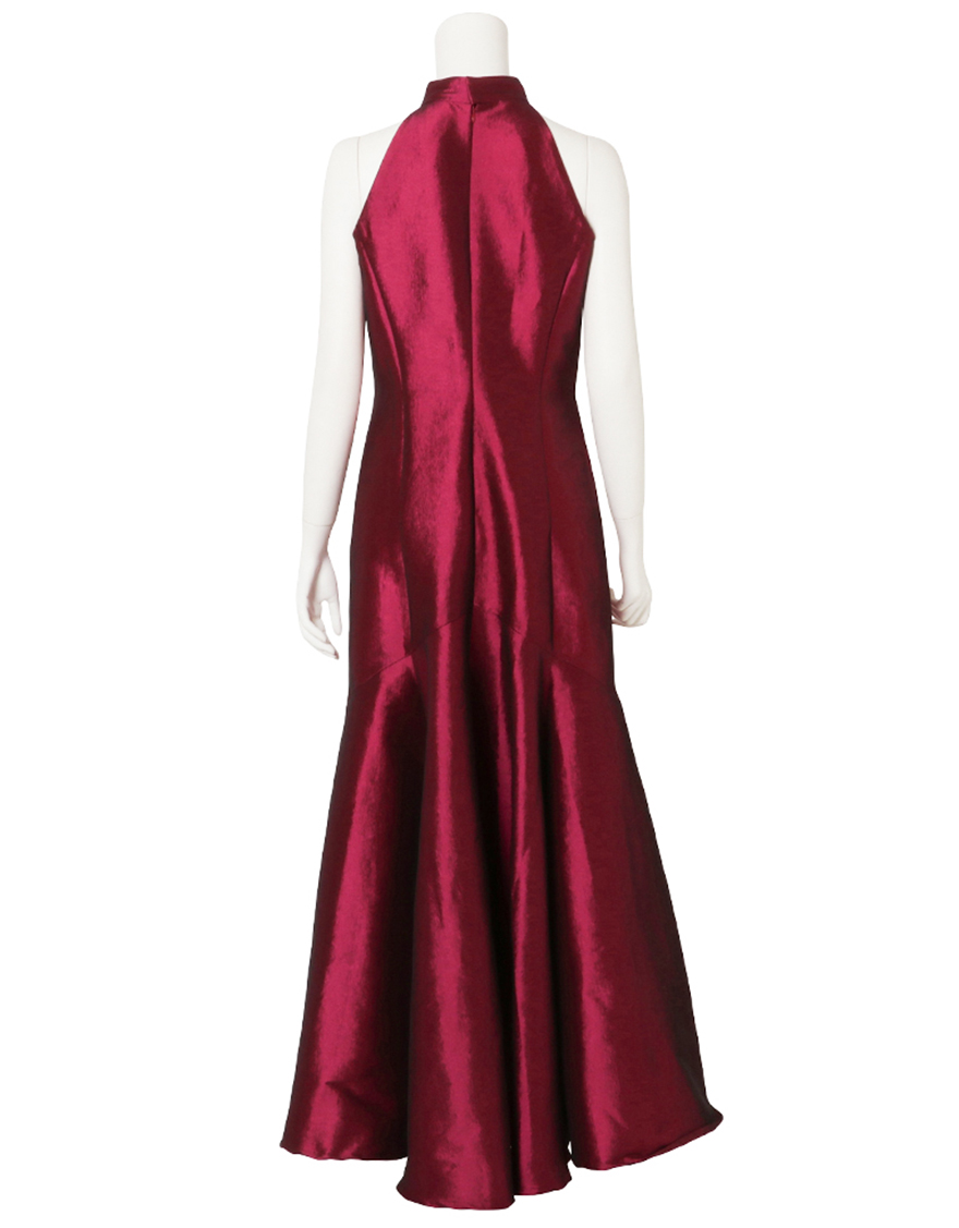 【ノンストレッチ生地ドレス,ドレス】アメリカンスリーブマーメイドドレス(ストレッチシャンブレー)プラム