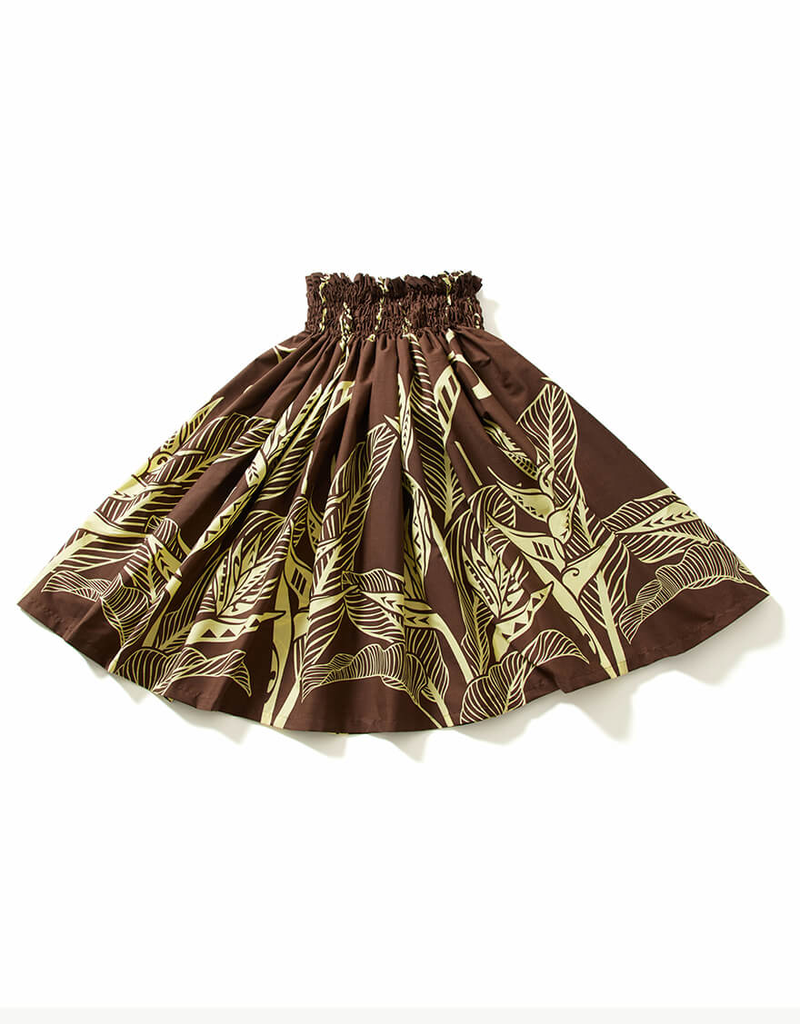 シングルパウスカート（ヘリコニア）ブラウン – フラダンス衣装、タヒチアンダンス衣装なら「フラとタヒチのAREMITI」