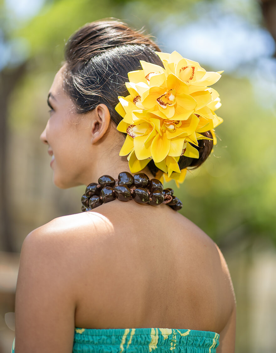 【クリップ/ピック,ヘアーアクセサリー】シンビジウムクリップ（イエローサンシャイン）