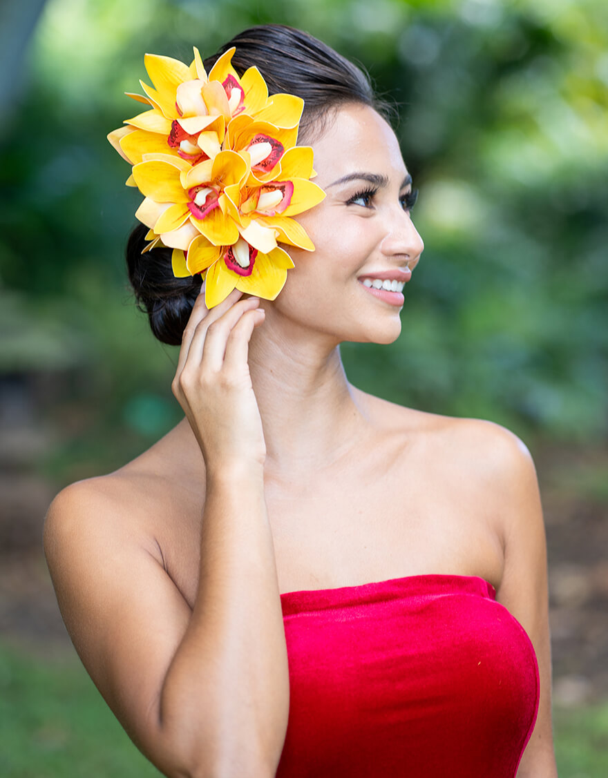 【クリップ/ピック,ヘアーアクセサリー】シンビジウムクリップ（マンダリン）