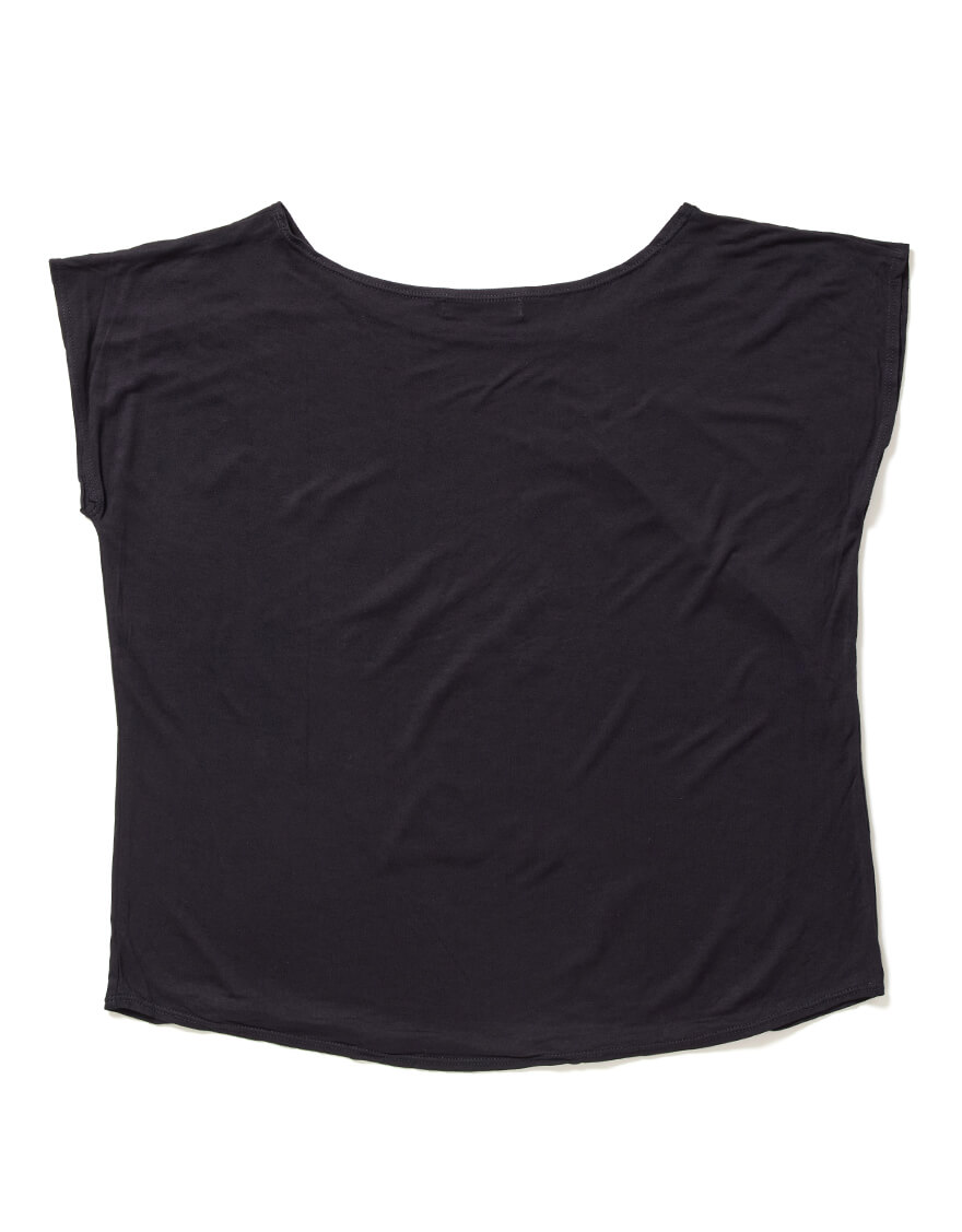 【レッスンTシャツ,カジュアルトップス,レッスンアイテム,カジュアルウェア】オフショルダープリントTシャツ（イニシャル）ブラック