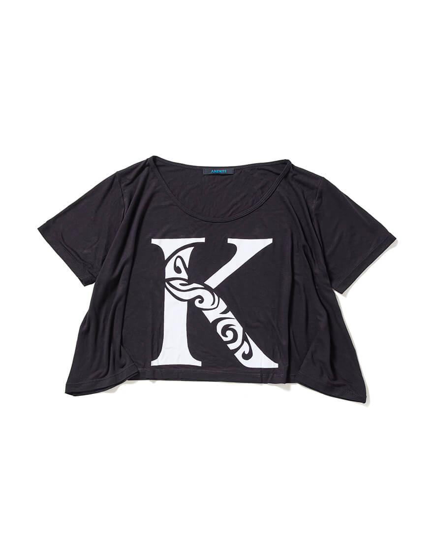 【レッスンTシャツ,カジュアルトップス,レッスンアイテム,カジュアルウェア】ルーズTシャツ（イニシャル）ブラック