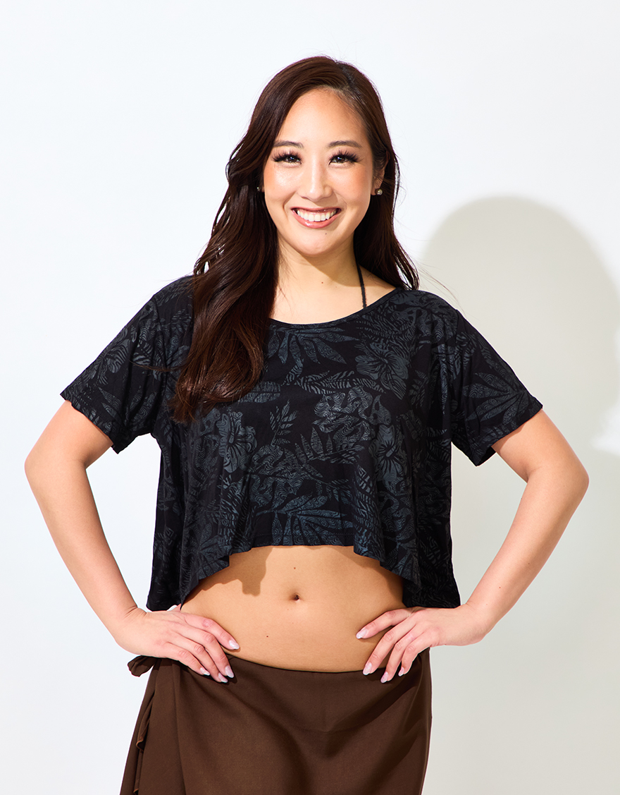 【レッスンTシャツ,カジュアルトップス,レッスンアイテム,カジュアルウェア】トロピカルルーズTシャツ（ブラック）