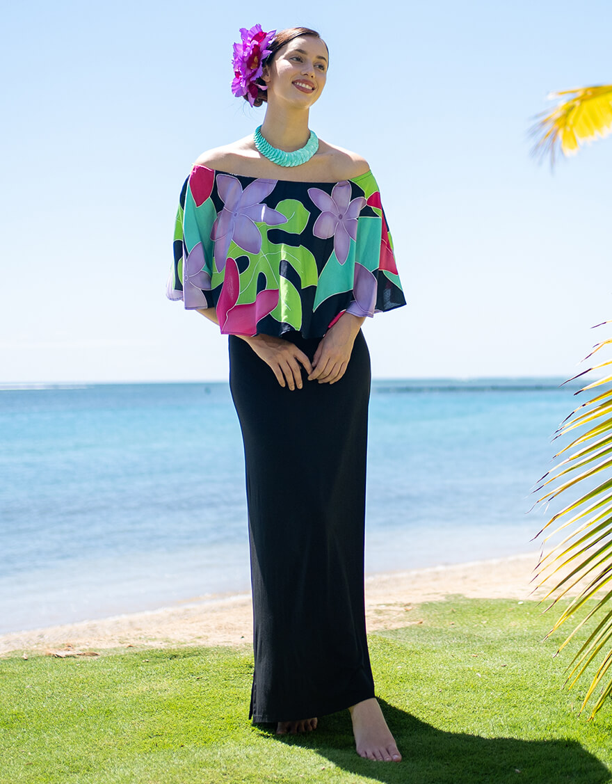 【ワンピース,ストレッチ生地ドレス,ドレス,カジュアルウェア】ミラクルケープB／アイラインベアワンピース（ブラック）　