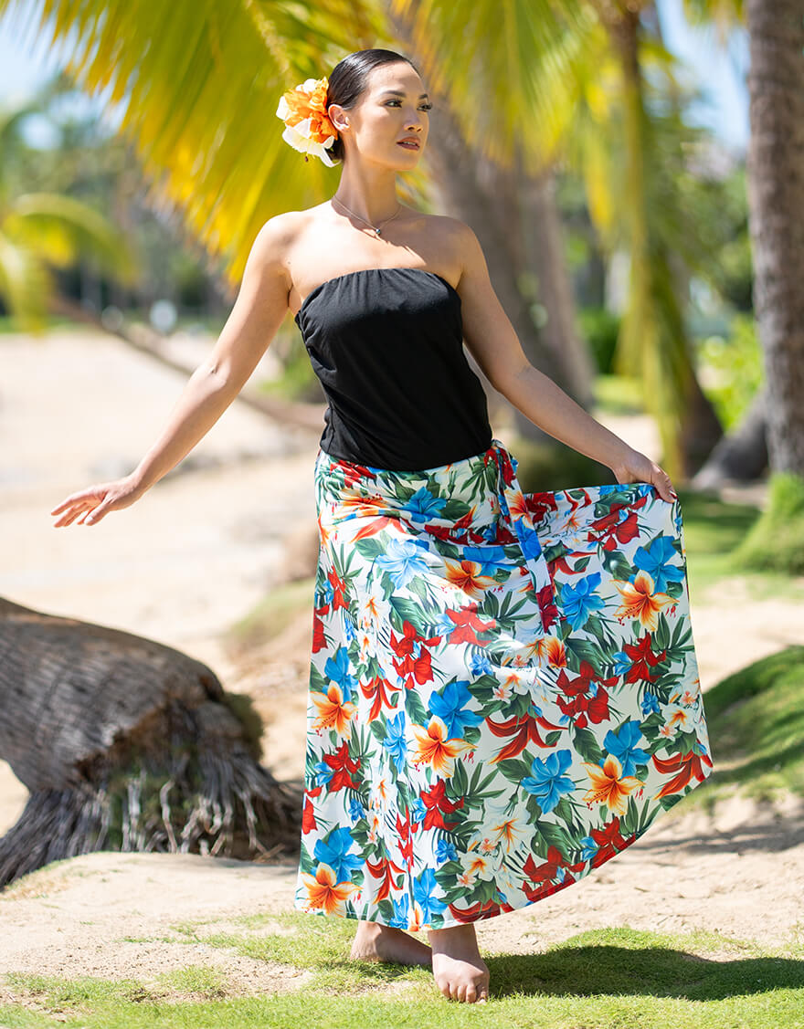 【スカート(フラ),スカート(タヒチアン),ボトムス,スカート,カジュアルウェア】ウエストリボンスカート(リリナ)