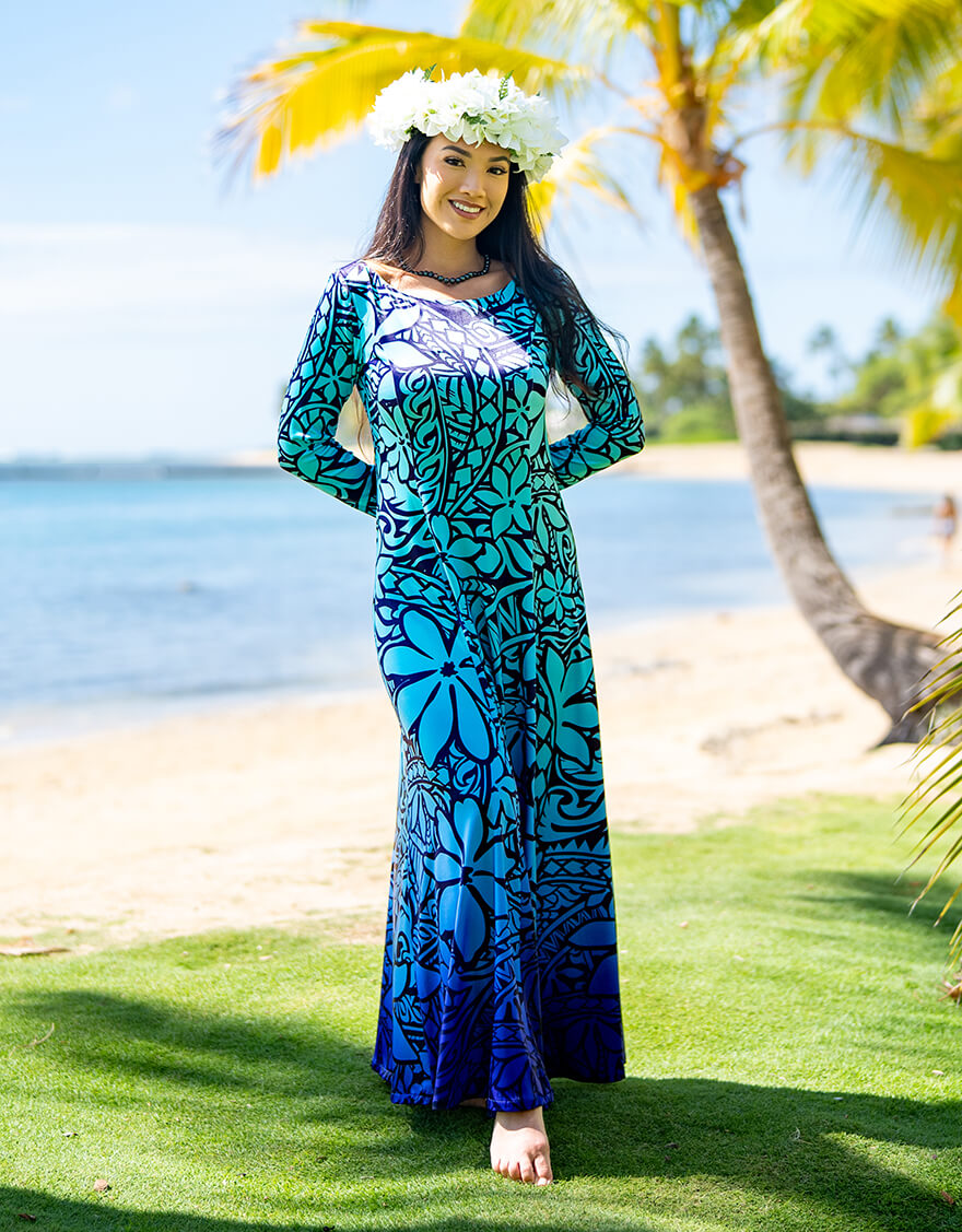 フラダンス　タヒチアンダンス　ロングストレッチドレス ロングスリーブドレス（メネメネ）ダスク – 【公式】フラダンス