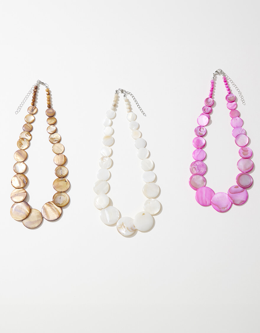 【ネックレス,アクセサリー】ラウンドシェイプシェルレイ