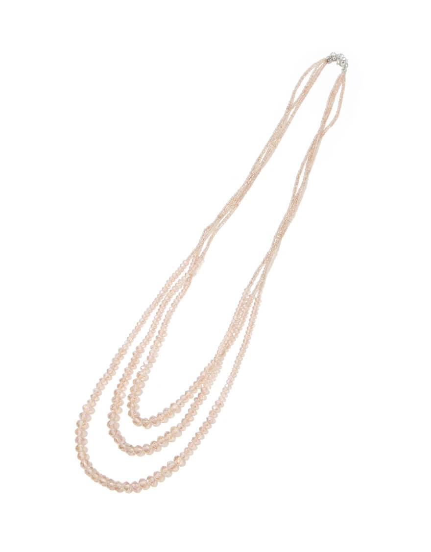 【ネックレス,アクセサリー】スパークルロングネックレス（ライトベージュ）