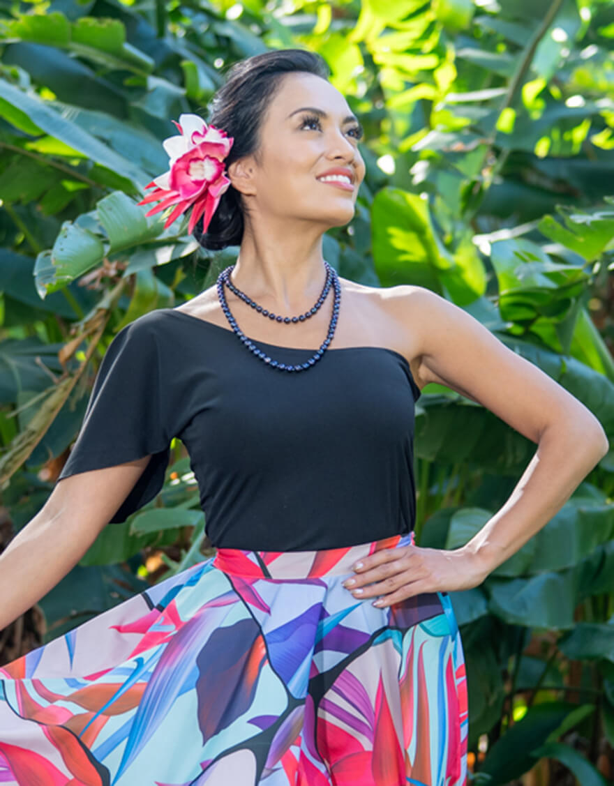 【レッスンTシャツ,トップス,レッスンアイテム】［MTF-07］フレンチワンショルダーストレッチトップス（ブラック）