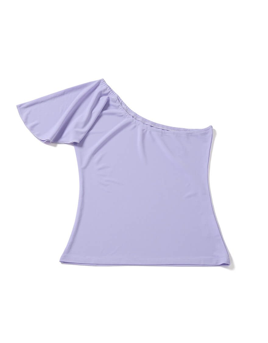 【レッスンTシャツ,トップス,レッスンアイテム】［MTF-06］フレンチワンショルダーストレッチトップス（オーキッド）