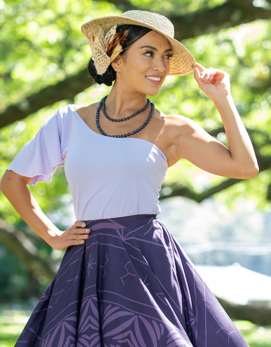 【レッスンTシャツ,トップス,レッスンアイテム】［MTF-06］フレンチワンショルダーストレッチトップス（オーキッド）