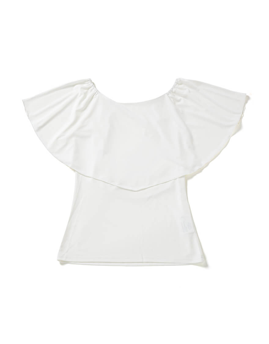 【レッスンTシャツ,トップス,レッスンアイテム】［MTF-04］アウリーケープストレッチトップス（ホワイト）
