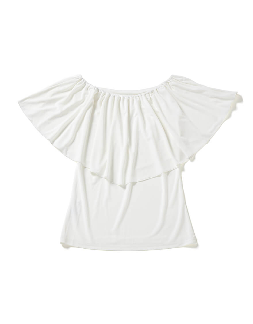 【レッスンTシャツ,トップス,レッスンアイテム】［MTF-04］アウリーケープストレッチトップス（ホワイト）