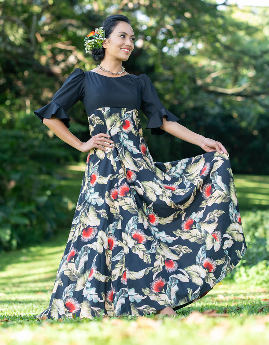 エレガントスリーブフレアドレス（レフア） – 【公式】フラダンス衣装